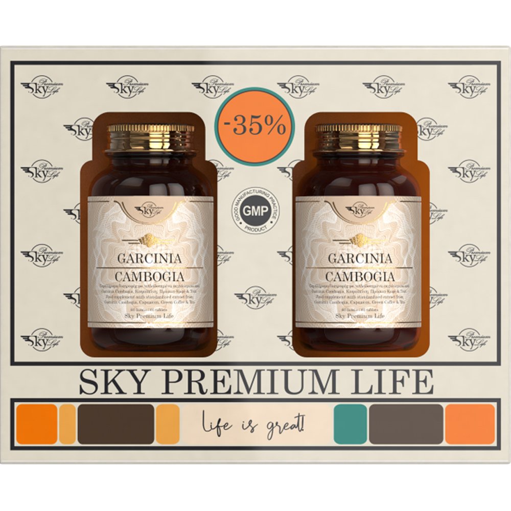 Sky Premium Life Sky Premium Life Promo Garcinia Cambogia Συμπλήρωμα Διατροφής Εκχυλίσματος του Βοτάνου Garcinia Cambogia, Βιταμινών & Μετάλλων για την Ενίσχυση του Μεταβολισμού του Λίπους, Διατήρηση Υγιών Επιπέδων Χοληστερίνης & Έλεγχο της Όρεξης 120tabs (2x60tabs)