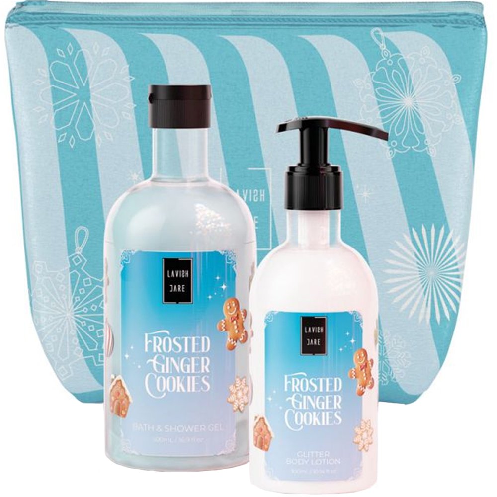 Lavish Care Lavish Care Promo Frosted Ginger Cookies Bath & Shower Gel 500ml & Glitter Body Lotion 300ml & Νεσεσέρ 1 Τεμάχιο