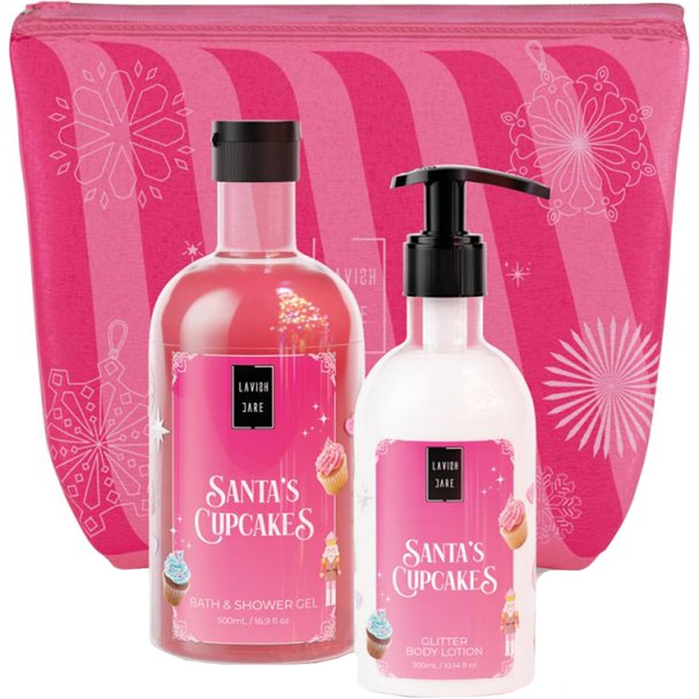 Lavish Care Lavish Care Promo Santa's Cupcakes Bath & Shower Gel 500ml & Glitter Body Lotion 300ml & Νεσεσέρ 1 Τεμάχιο