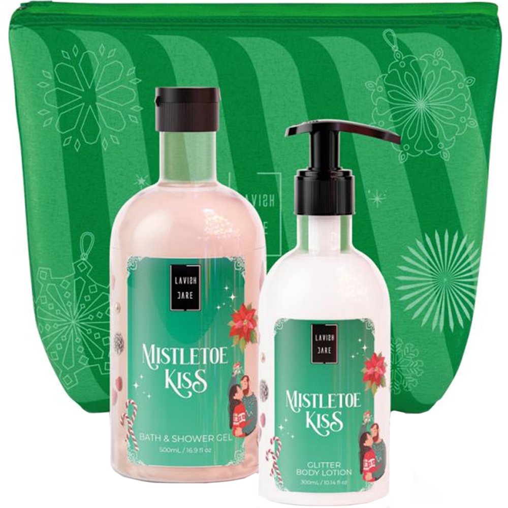 Lavish Care Lavish Care Promo Mistletoe Kiss Bath & Shower Gel 500ml & Glitter Body Lotion 300ml & Νεσεσέρ 1 Τεμάχιο