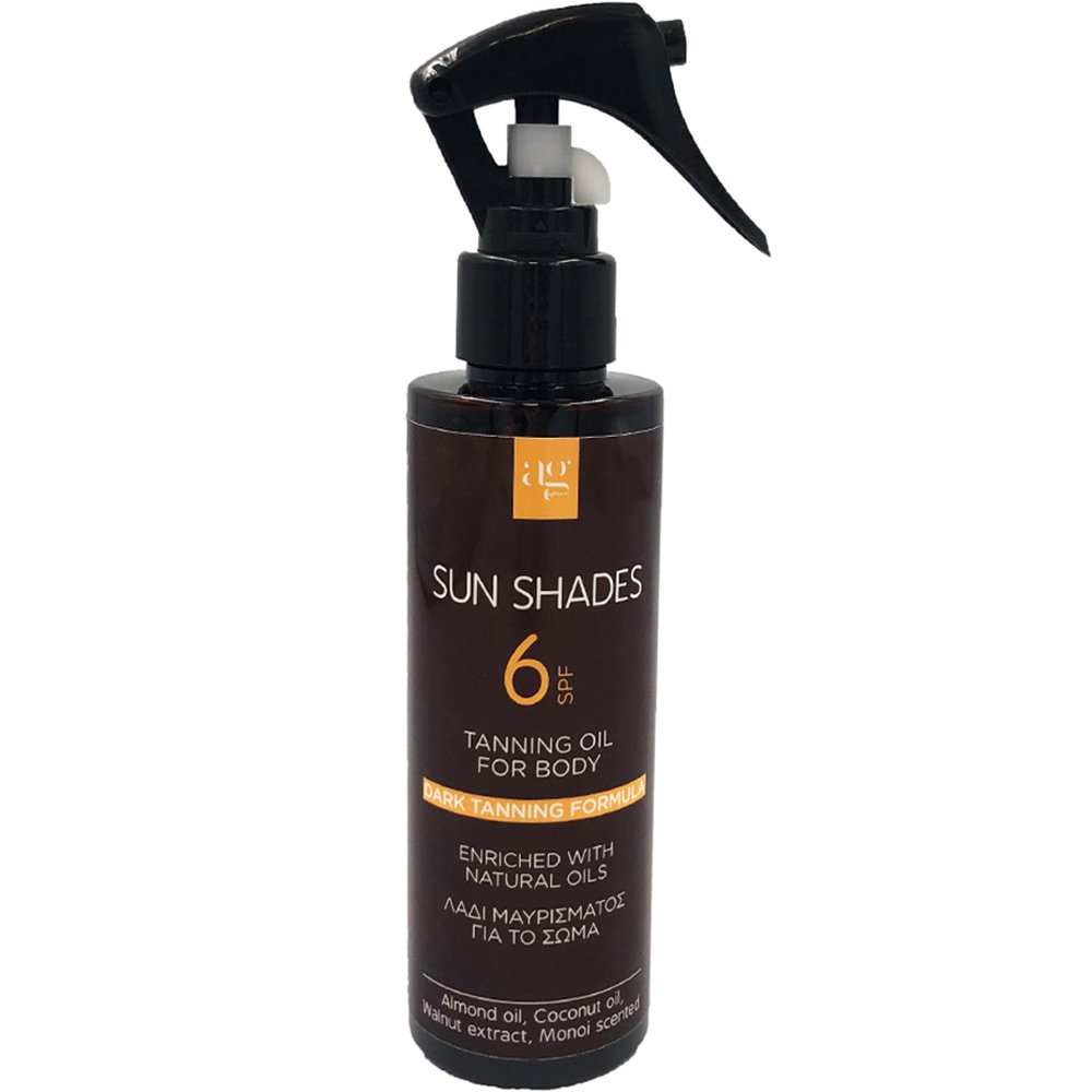 AgPharm AgPharm Sun Shades Spf6 Tanning Body Oil Monoi Scented Λάδι Μαυρίσματος για το Σώμα με Ενυδατική & Αντιοξειδωτική Δράση 150ml