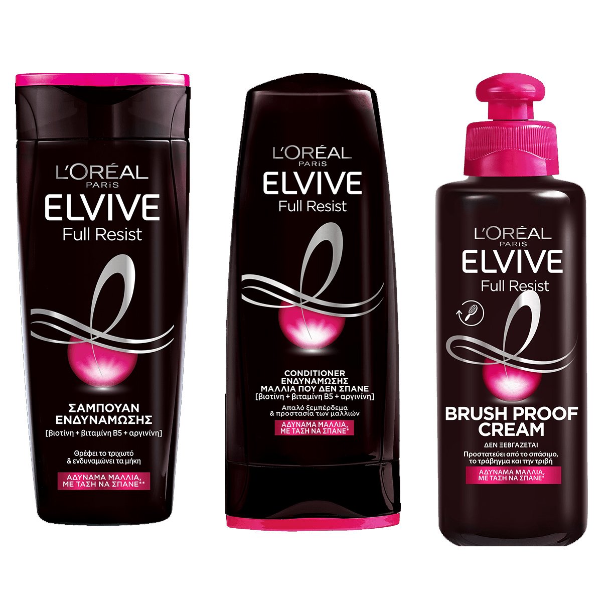 Loreal Paris L'oreal Paris Elvive Full Resist Πακέτο Προσφοράς Shampoo 400ml & Conditioner 300ml & Brush Proof Cream 200ml