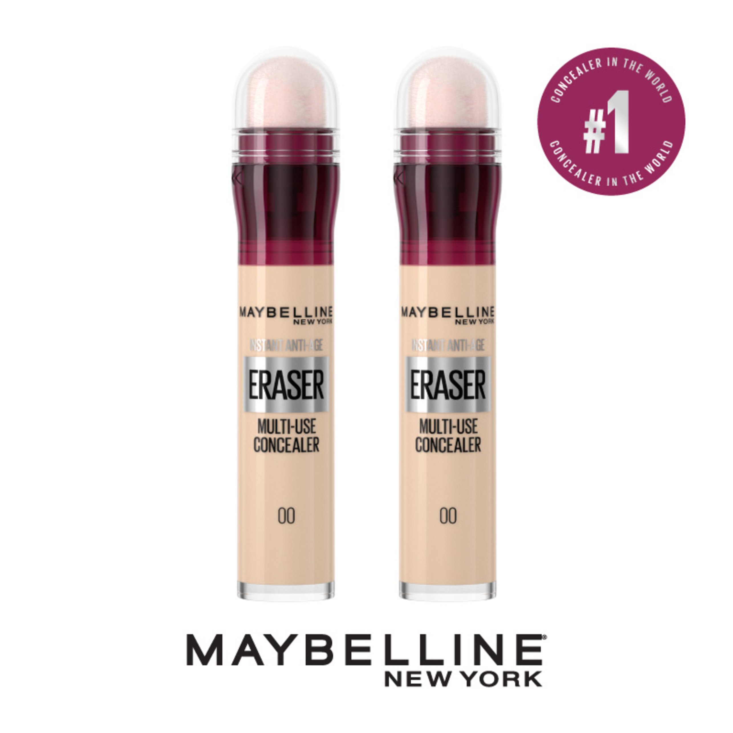 MAYBELLINE Maybelline Πακέτο Προσφοράς Instant Anti-age Eraser Multi-use Concealer με Ενσωματωμένο Σφουγγαράκι 0 Ivory 2x6ml