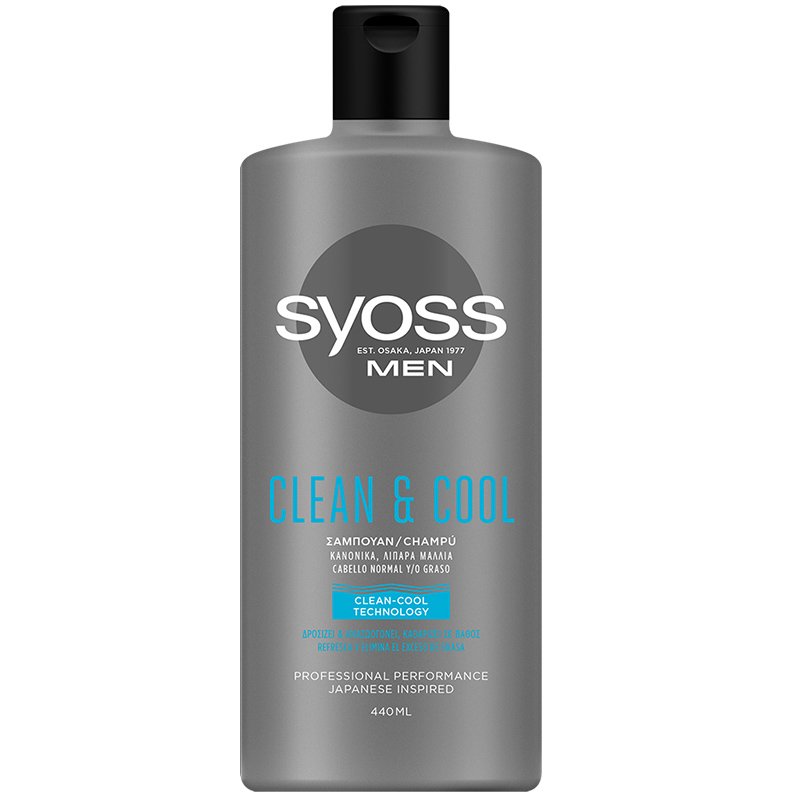 Syoss Syoss Shampoo Men Clean & Cool Επαγγελματικό Σαμπουάν για Άνδρες, Αφήνει Αίσθηση Φρεσκάδας στα Κανονικά Προς Λιπαρά Μαλλιά 440ml