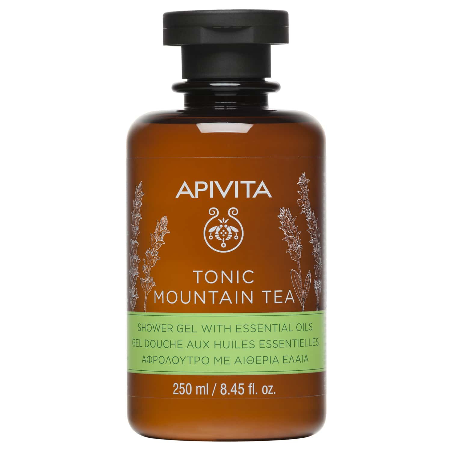 Apivita Tonic Mountain Tea Shower Gel With Essential Oils Αφρόλουτρο με Αιθέρια Έλαια για Τόνωση της Διάθεσης 250ml