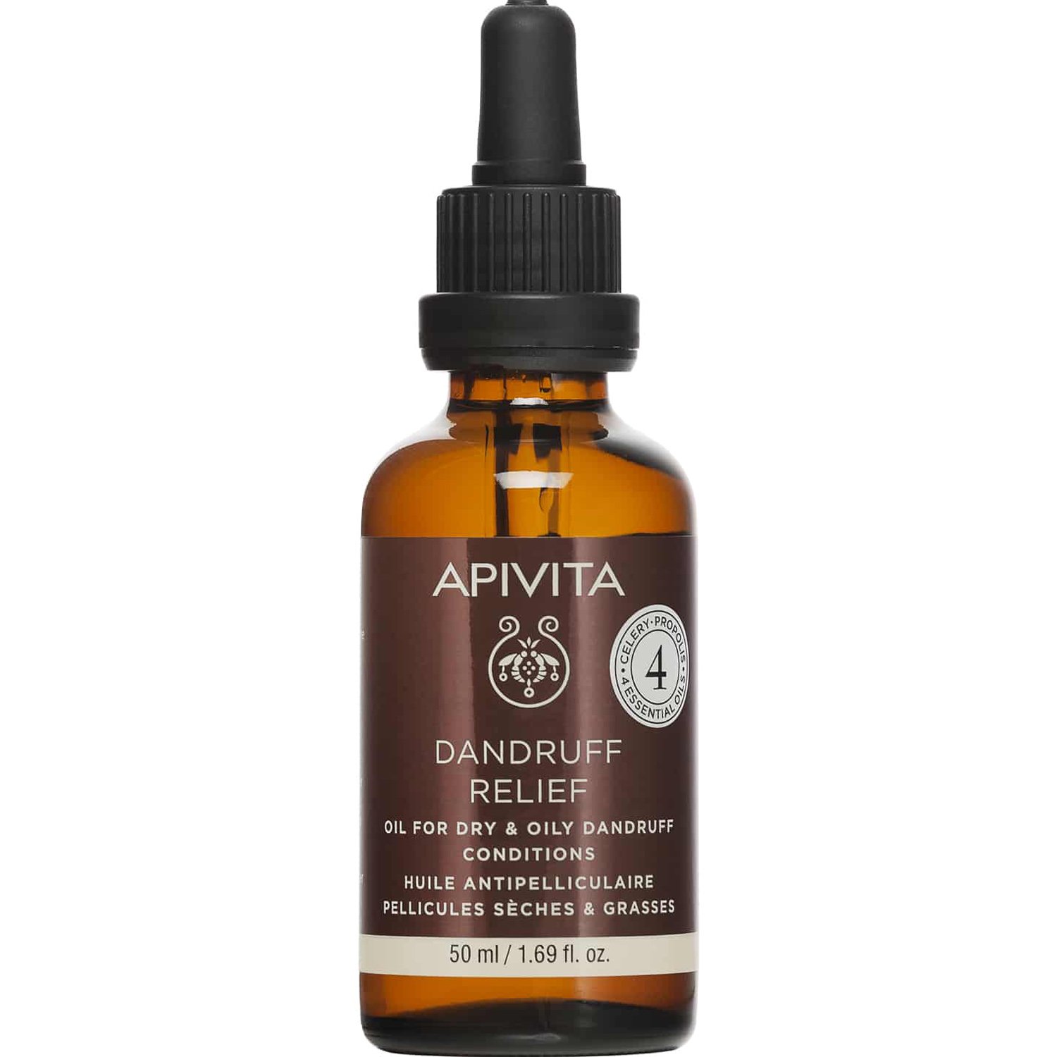 Apivita Apivita Dandruff Relief Oil for Dry & Oily Dandruff Conditions Λάδι Κατά της Ξηροδερμίας & της Πυτιρίδας με Σέλερι, Πρόπολη & 4 Αιθέρια Έλαια 50ml