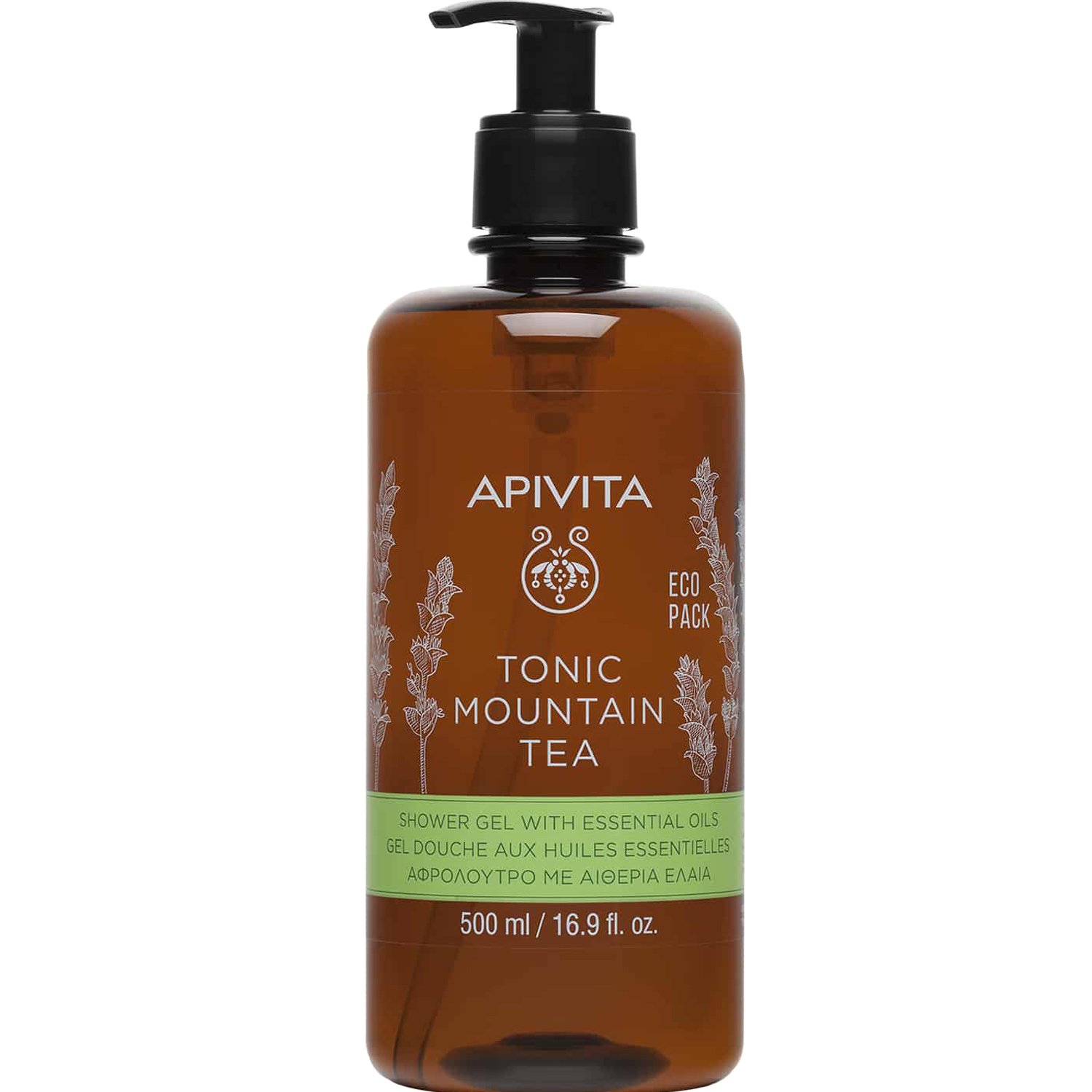 Apivita Tonic Mountain Tea Shower Gel with Essential Oils Τονωτικό Αφρόλουτρο με Τσάι Βουνού & Αιθέρια Έλαια 500ml φωτογραφία