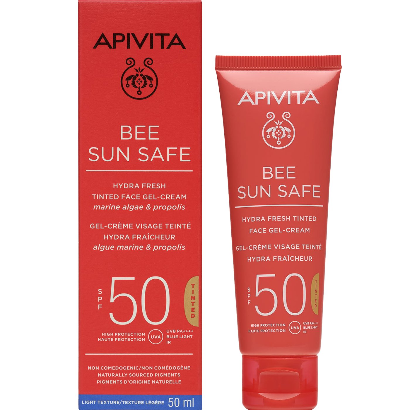 Apivita Apivita Bee Sun Safe Hydra Fresh Tinted Face Gel-Cream With Marine Algae & Propolis Spf50, Light Texture 50ml