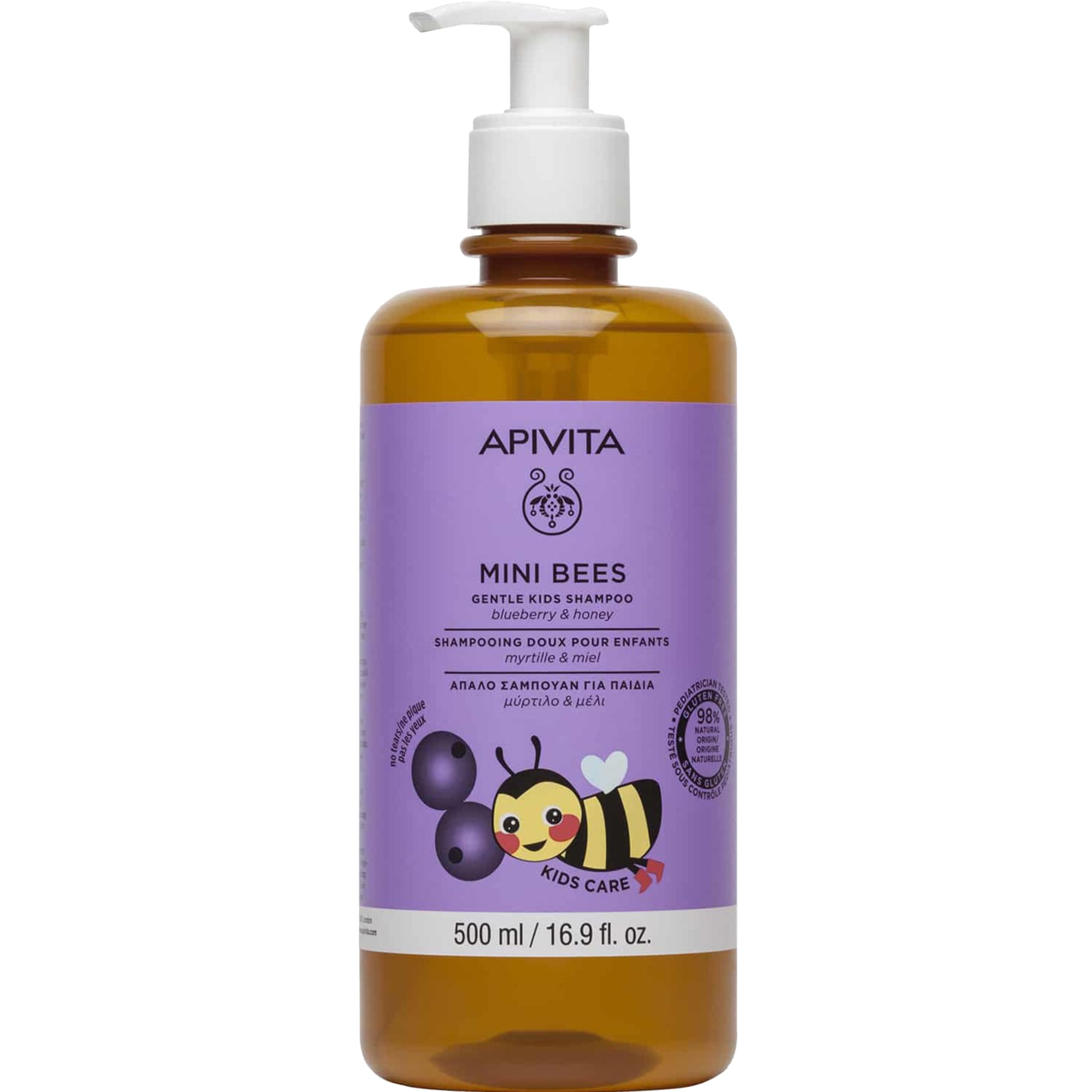 Apivita Apivita Mini Bees Gentle Kids Shampoo Παιδικό Σαμπουάν με Μύρτιλο & Μέλι 500ml