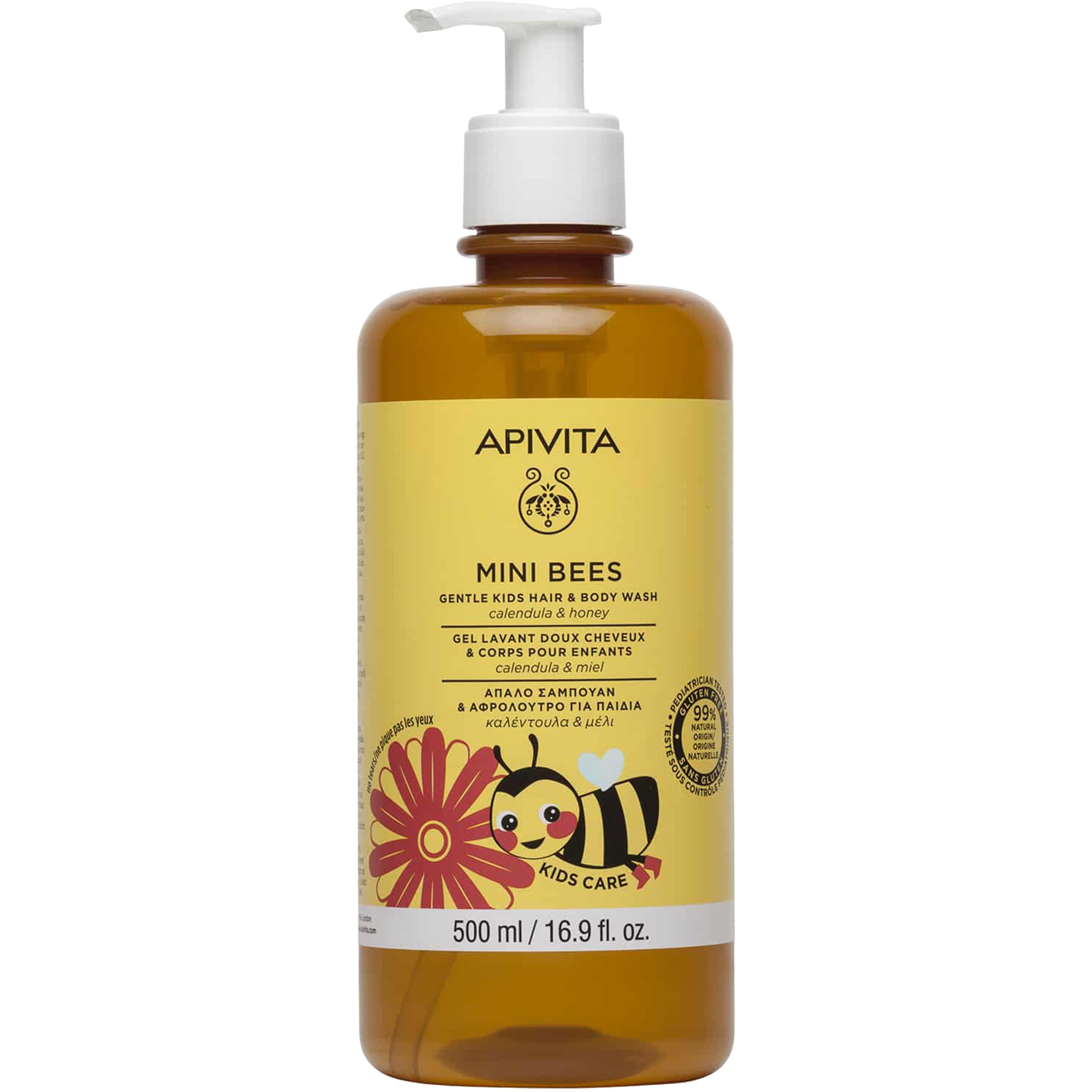 Apivita Apivita Mini Bees Hair & Body Wash 2 Years+ Απαλό Σαμπουάν - Αφρόλουτρο για Παιδιά με Καλέντουλα & Μέλι 500ml