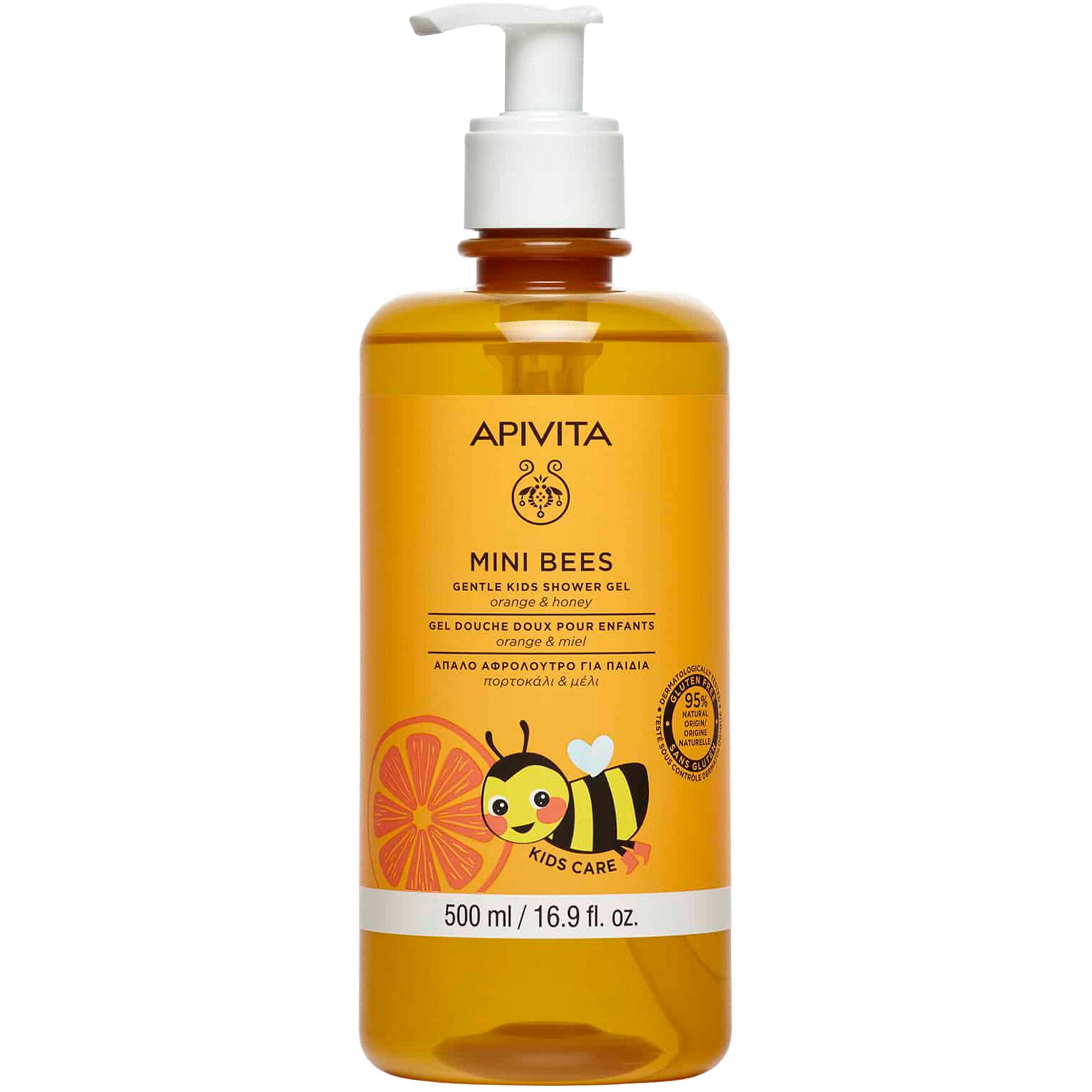 Apivita Apivita Mini Bees Gentle Kids Shower Gel 2 Years+ Απαλό Αφρόλουτρο για Παιδιά με Πορτοκάλι & Μέλι 500ml