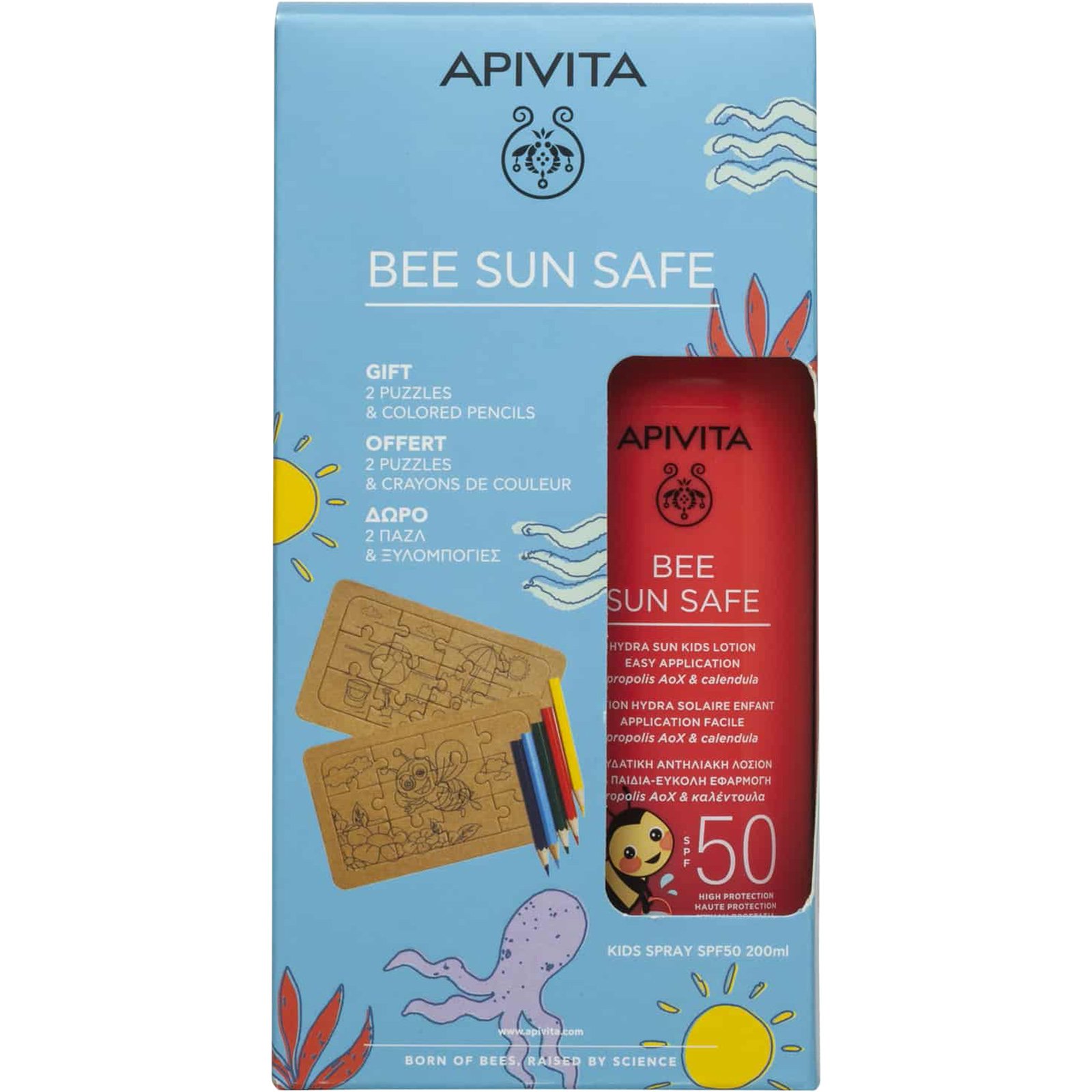 Apivita Apivita Promo Bee Sun Safe Hydra Sun Kids Lotion Spray Spf50, 200ml & Δώρο Puzzle 2 Τεμάχια & Δώρο Colored Pencils 5 Τεμάχια