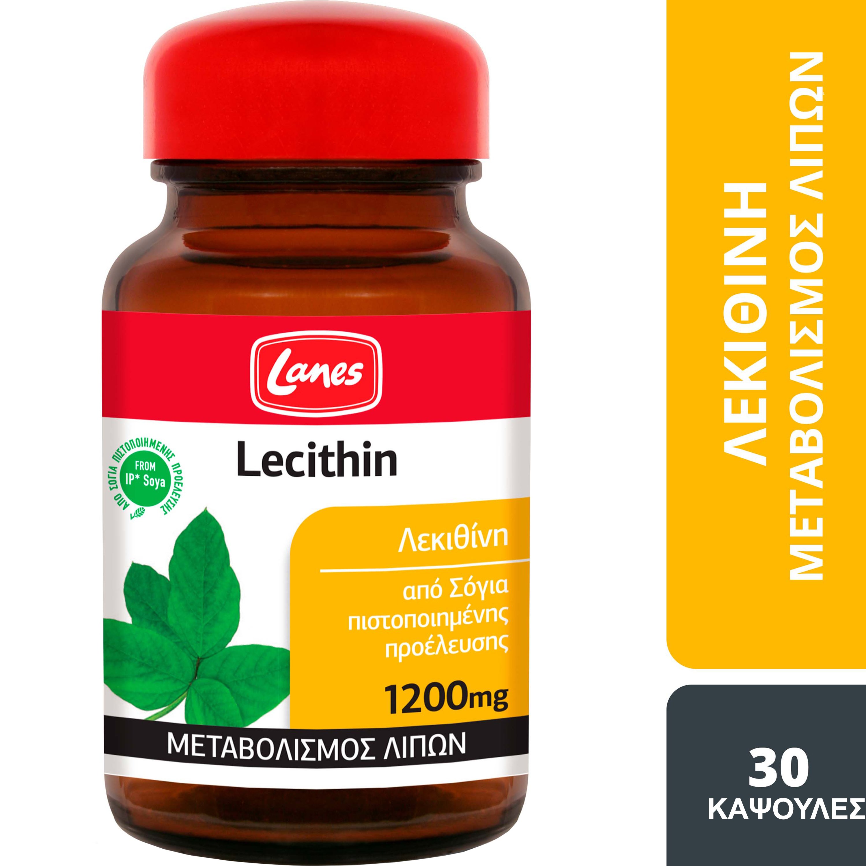 Lanes Lanes Soy Lecithin 1200mg Συμπλήρωμα Διατροφής Λεκιθίνης Σόγιας για τον Μεταβολισμό του Λίπους & Έλεγχο του Βάρους 30caps