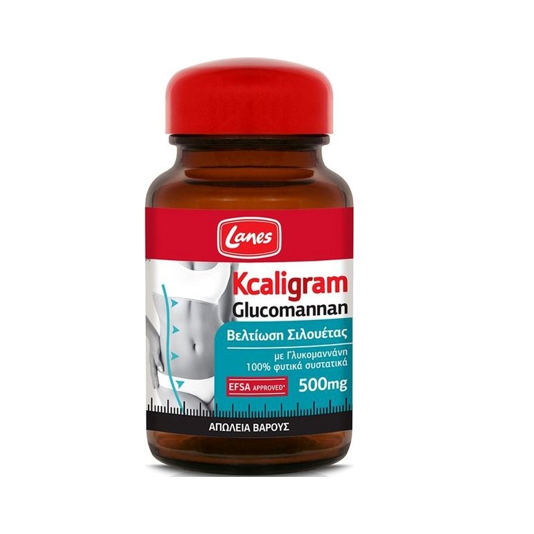 Lanes Lanes Kcaligram Glucomannan 500mg Συμπλήρωμα Διατροφής με Γλυκομαννάνη για την Βελτίωση της Σιλουέτας 60caps