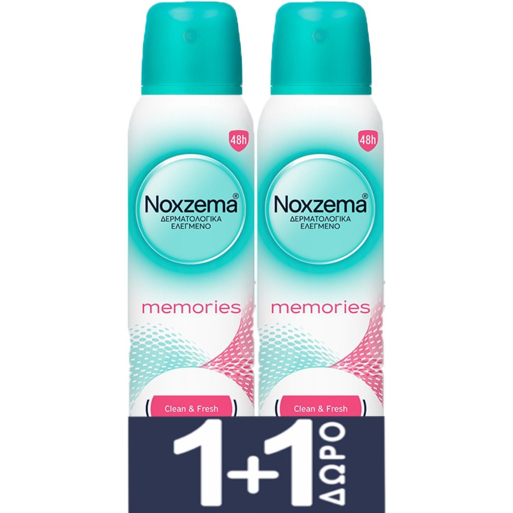 Noxzema Noxzema Promo Memories Deodorant Spray Γυναικείο Αποσμητικό Σπρέι με Άρωμα Λουλουδιών & Αίσθηση Φρεσκάδας για 48ωρη Προστασία 300ml (2x150ml)