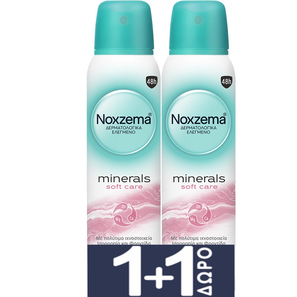 Noxzema Noxzema Promo Minerals Soft Care Antiperspirant Spray Γυναικείο Αποσμητικό Σπρέι με Πολύτιμα Ιχνοστοιχεία για 48ωρη Προστασία 300ml (2x150ml)