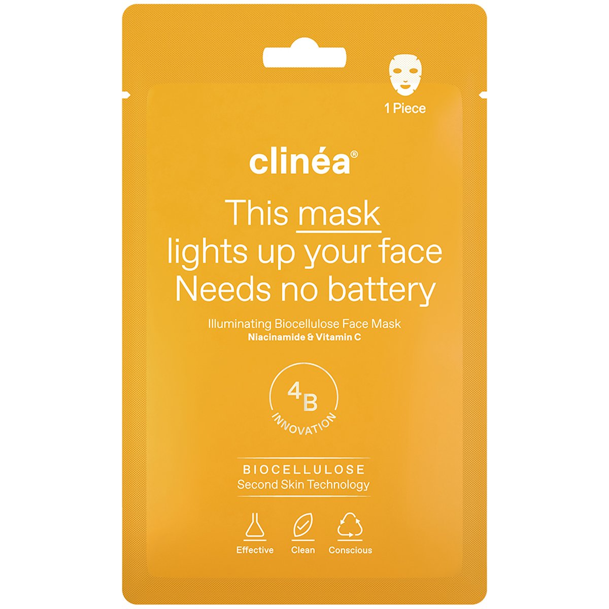 Clinea Clinea Illuminating Biocellulose Face Mask Μάσκα Προσώπου για Λάμψη με Βιοκυτταρίνη 1 Τεμάχιο