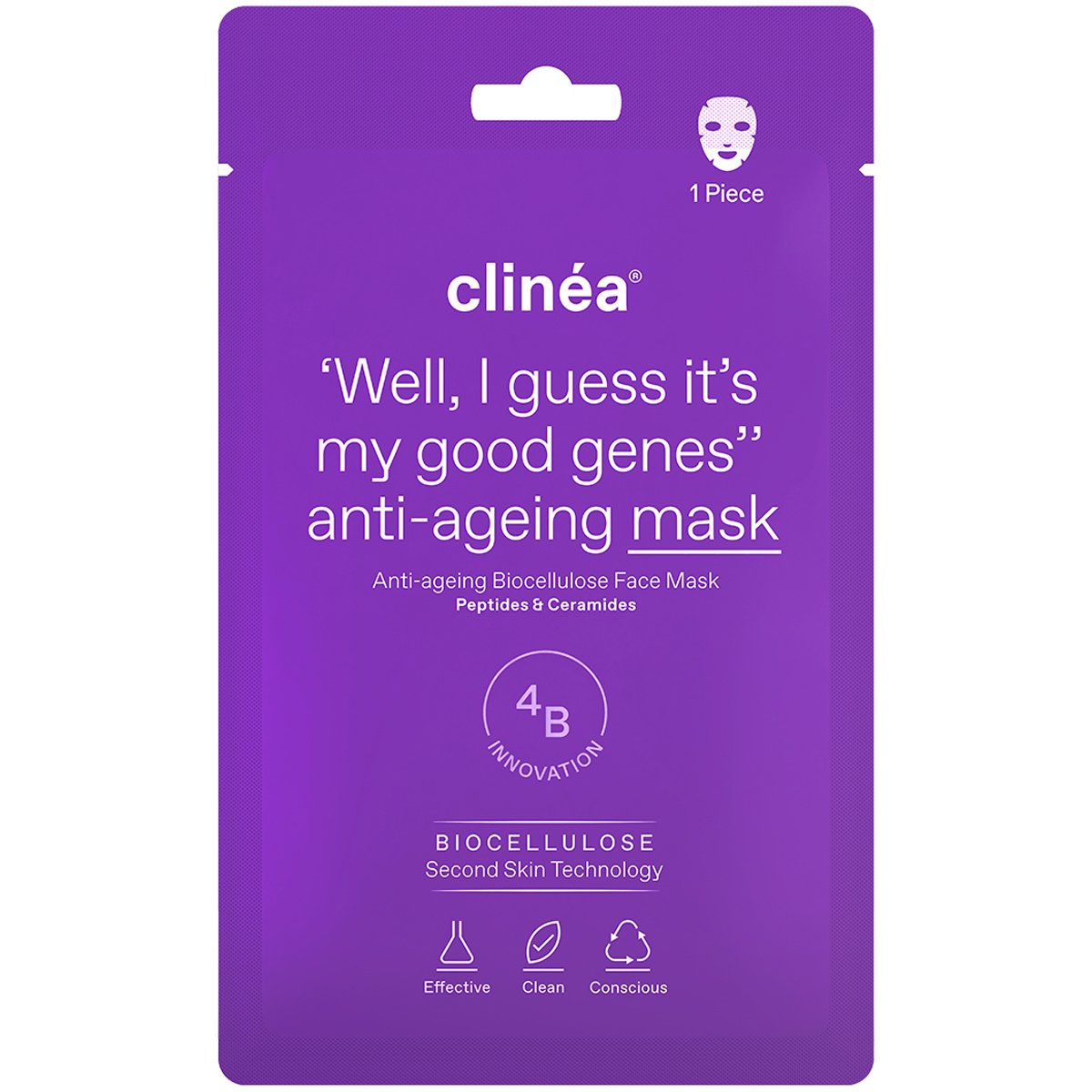 Clinea Clinea Anti-Ageing Biocellulose Face Mask Μάσκα Προσώπου Αντιγήρανσης με Βιοκυτταρίνη 1 Τεμάχιο