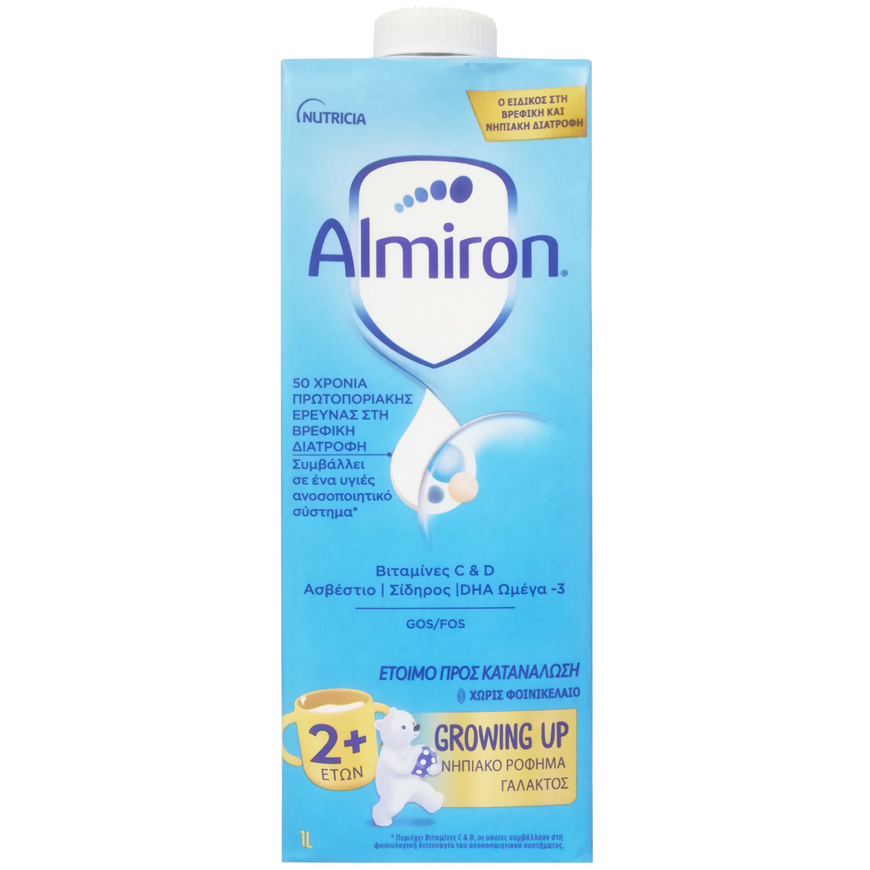 Nutricia Nutricia Almiron Growing Up 2+ Ρόφημα Γάλακτος για Νήπια Μετά τον 2ο Χρόνο Χωρίς Φοινικέλαιο 1L