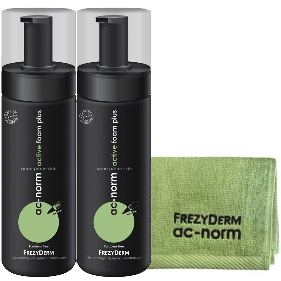 Frezyderm Frezyderm Promo Ac-Norm Active Foam Plus for Acne Prone Skin 2x150ml & Δώρο Antibacterial Face Towel 1 Τεμάχιο