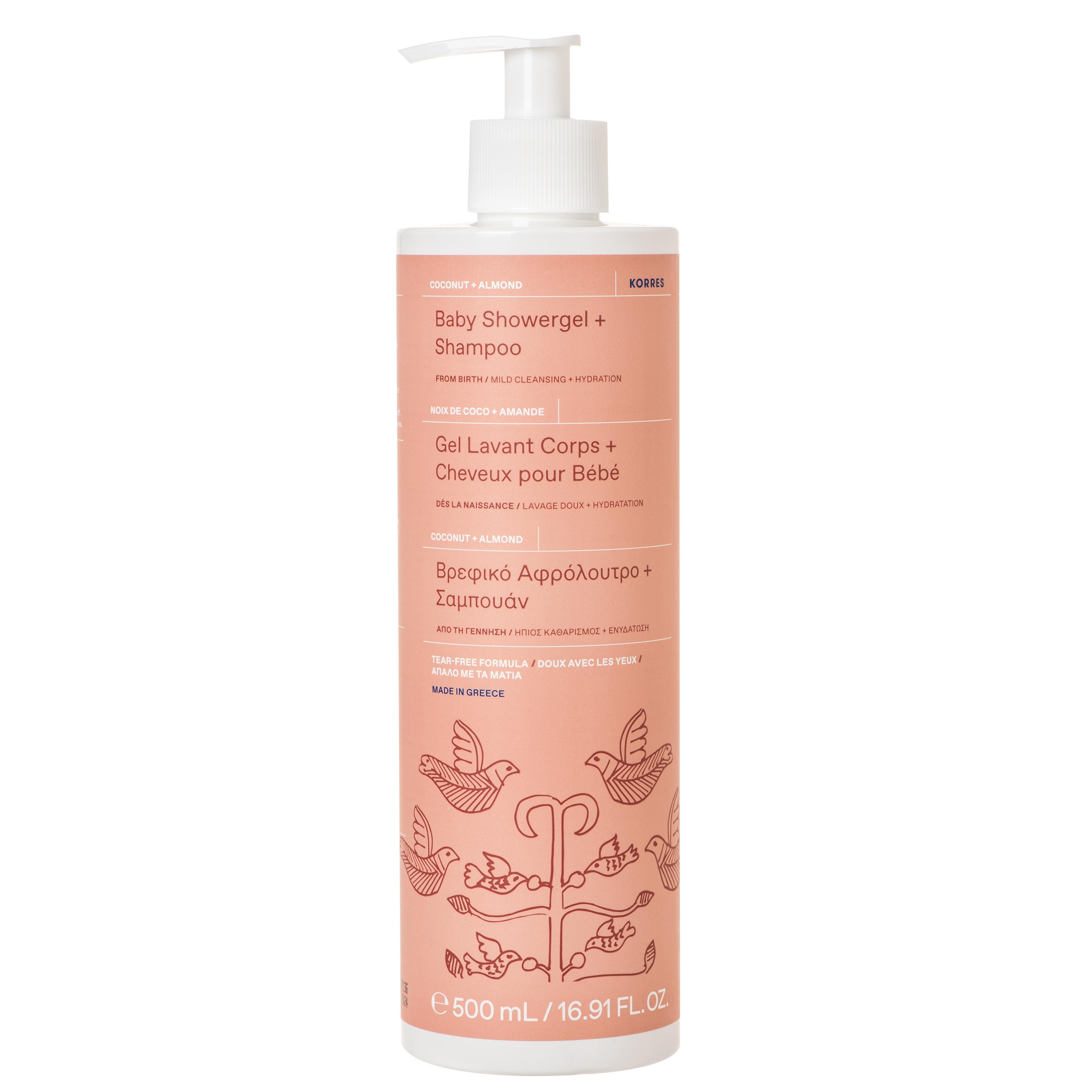 Korres Korres Baby Shower Gel & Shampoo Βρεφικό Αφρόλουτρο & Σαμπουάν Σχεδιασμένο για τον Καθαρισμό της Ευαίσθητης Επιδερμίδας, των Μαλλιών 500ml