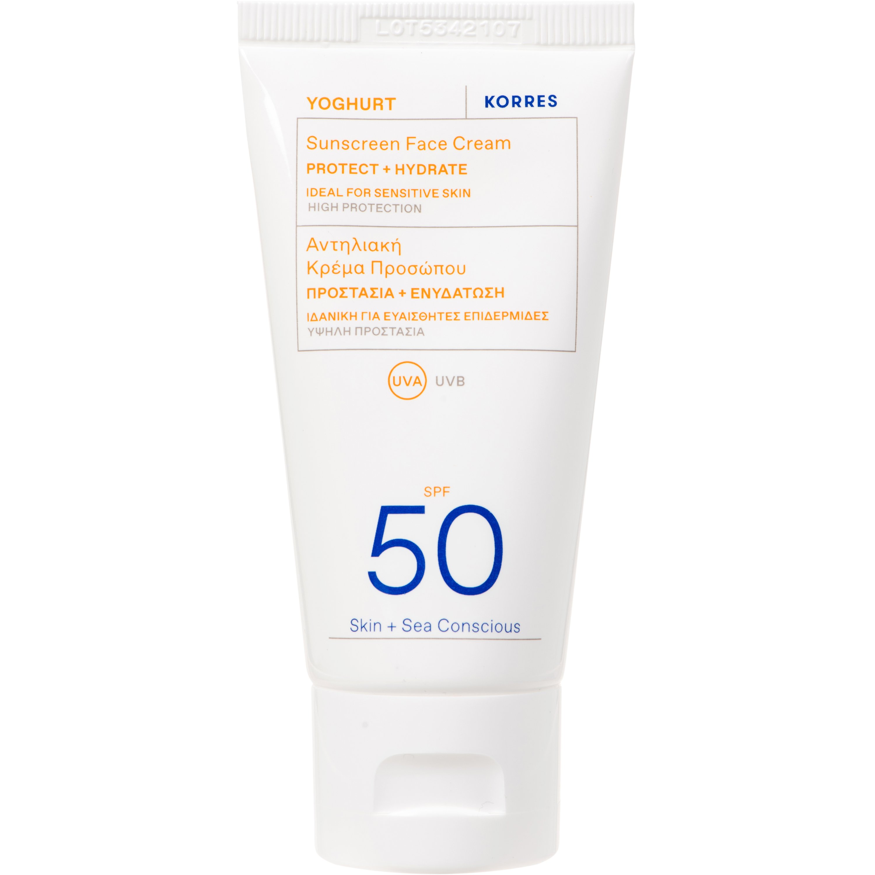 Korres Korres Yoghurt Sunscreen Face Cream Spf50 Αντηλιακή Κρέμα Προσώπου Υψηλής Προστασίας για Άμεση Ενυδάτωση, Κατάλληλο για Ευαίσθητες Επιδερμίδες 50ml