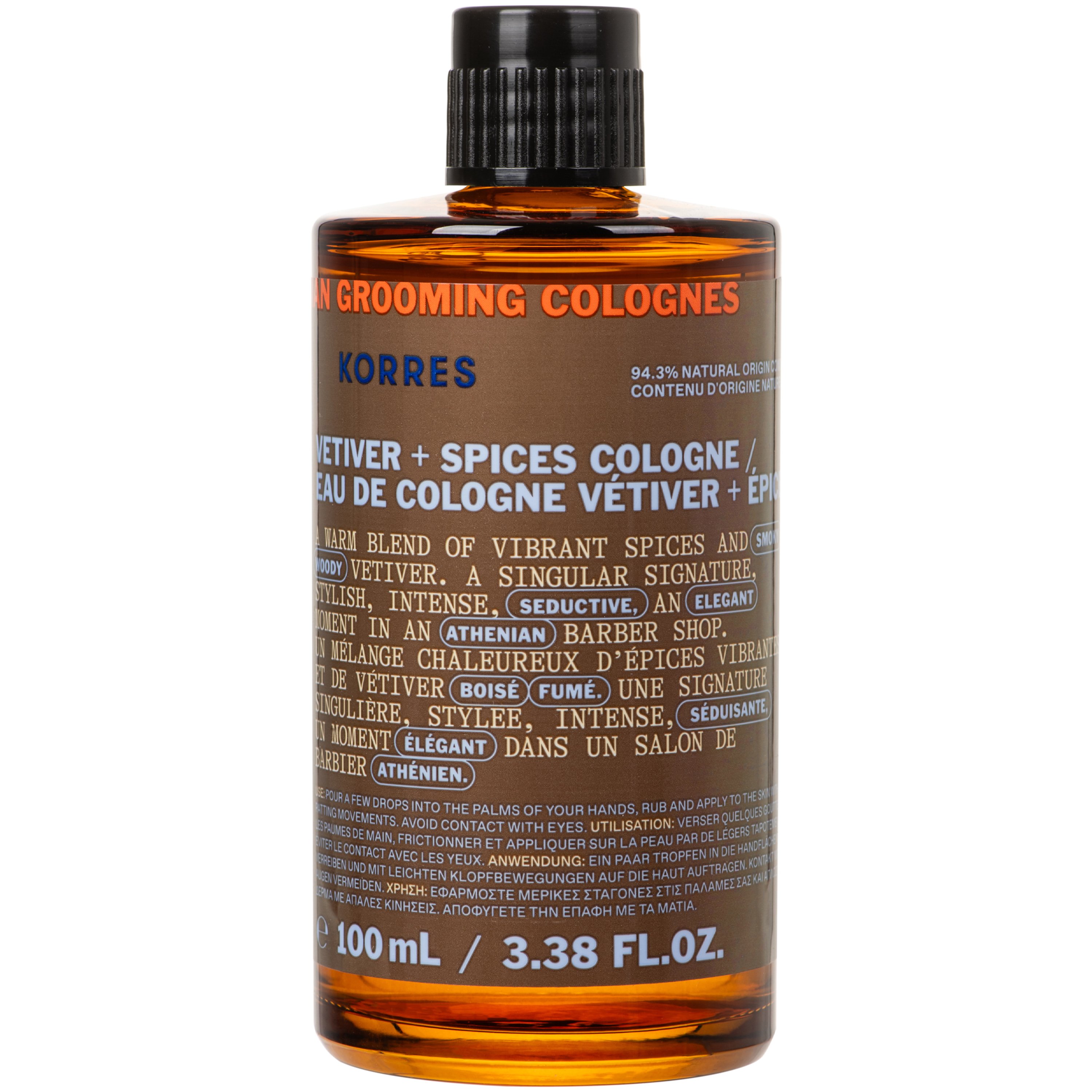 Korres Korres Athenian Grooming Vetiver & Spices Eau de Cologne Ανδρικό Άρωμα με Ζεστές Νότες Βέτιβερ & Μπαχαρικά 100ml