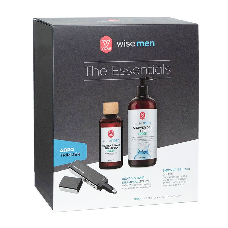 Vican Vican Wise Men Πακέτο Προσφοράς The Essentials Shower Gel 3in1 500ml & Beard & Hair Shampoo 200ml & Δώρο Trimmer 1 Τεμάχιο