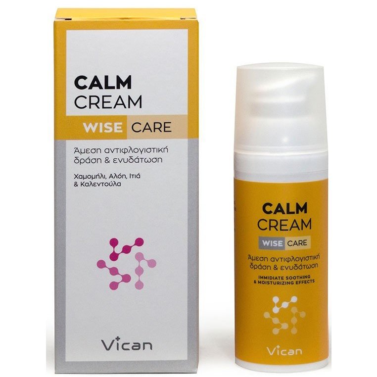 Vican Vican Calm Cream Wise Care Ενυδατική, Καταπραϋντική Κρέμα με Άμεση Αντιφλογιστική & Ενυδατική Δράση 50ml