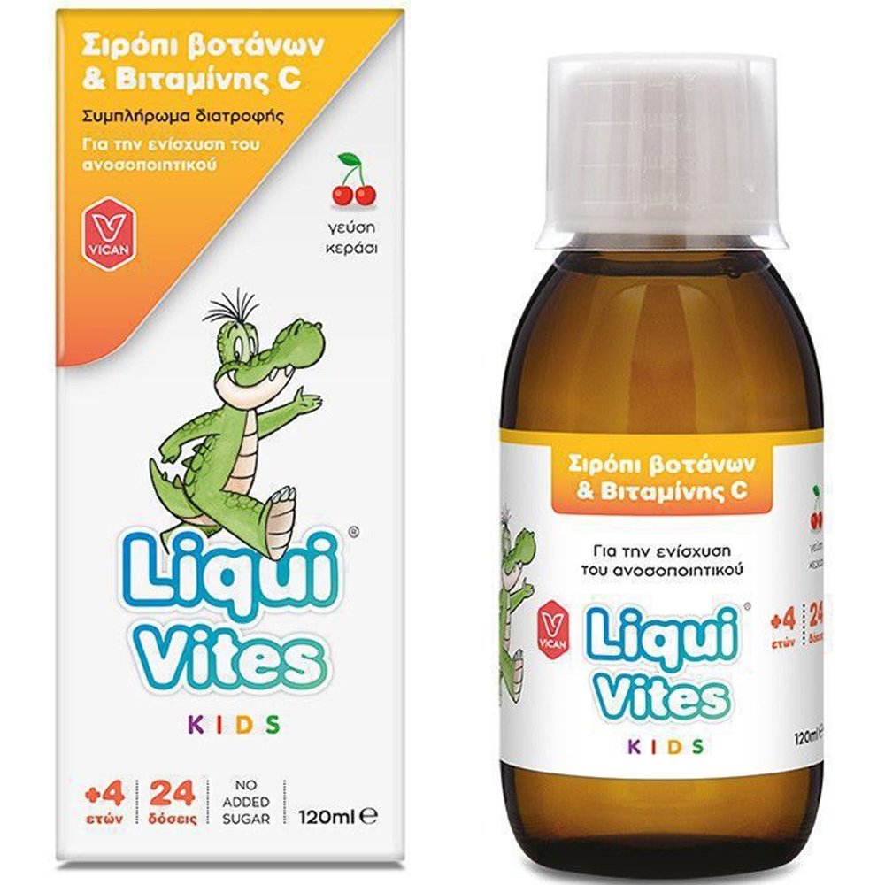 Vican Vican Liqui Vites Kids Σιρόπι Βοτάνων & Βιταμίνης C Συμπλήρωμα Διατροφής για την Ενίσχυση του Ανοσοποιητικού με Γεύση Κεράσι 120ml