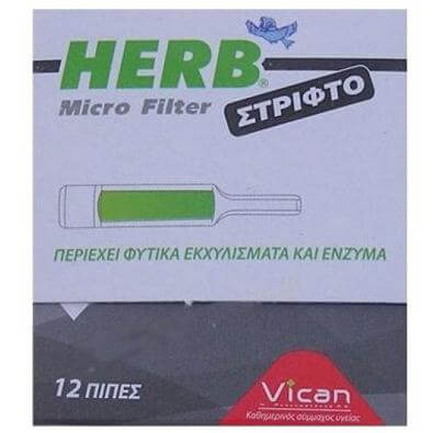 Vican Herb Micro Filter για Στριφτό Τσιγάρο Φίλτρα με Φυτικά Βότανα και Ένζυμα που Συλλέγουν και Μειώνουν τις Επικίνδυνες Ουσίες του Τσιγάρου 12τμχ