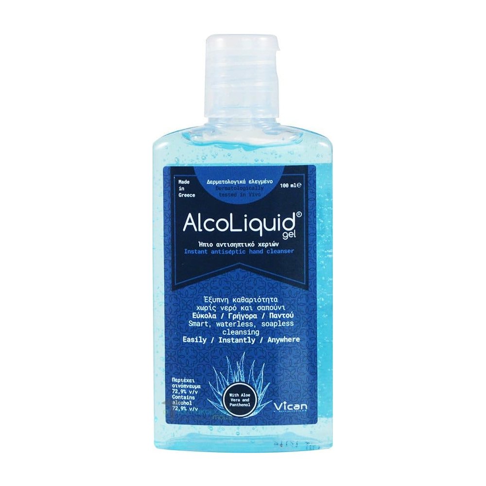 Vican Vican AlcoLiquid Gel Ήπιο Αντισηπτικό Χεριών με 72,9% v/v Περιεκτικότητα σε Οινόπνευμα 100ml