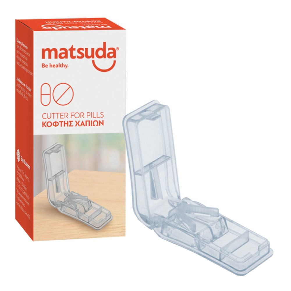 MATSUDA Matsuda Cutter for Pills Πλαστικός Διαφανής Κόφτης Χαπιών με Θήκη 1 Τεμάχιο