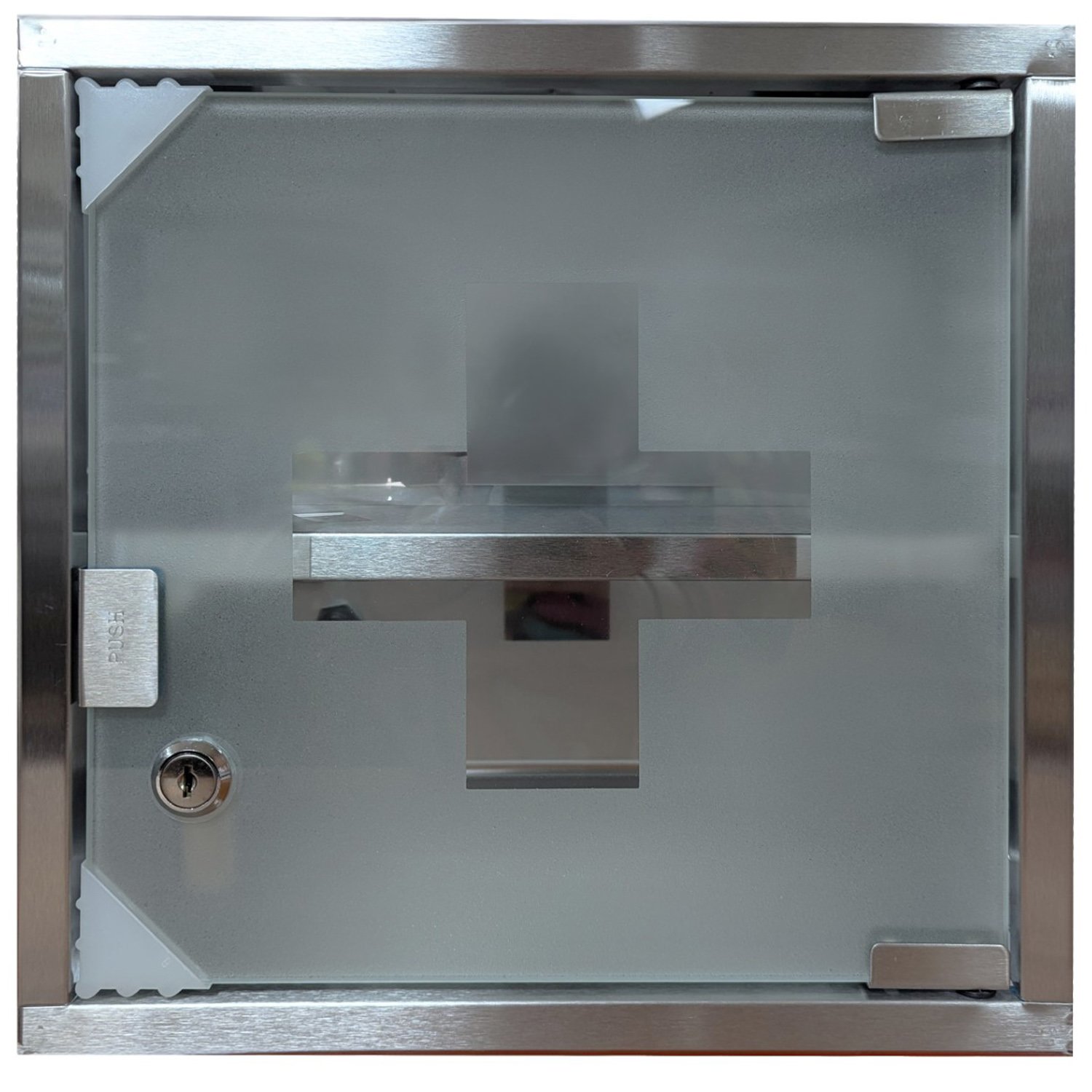 MATSUDA Matsuda Wall Mounted Inox Medicine Cabinet Φαρμακείο Τοίχου από Ανοξείδωτο Ατσάλι με Ημιδιάφανη Πόρτα 1 Τεμάχιο