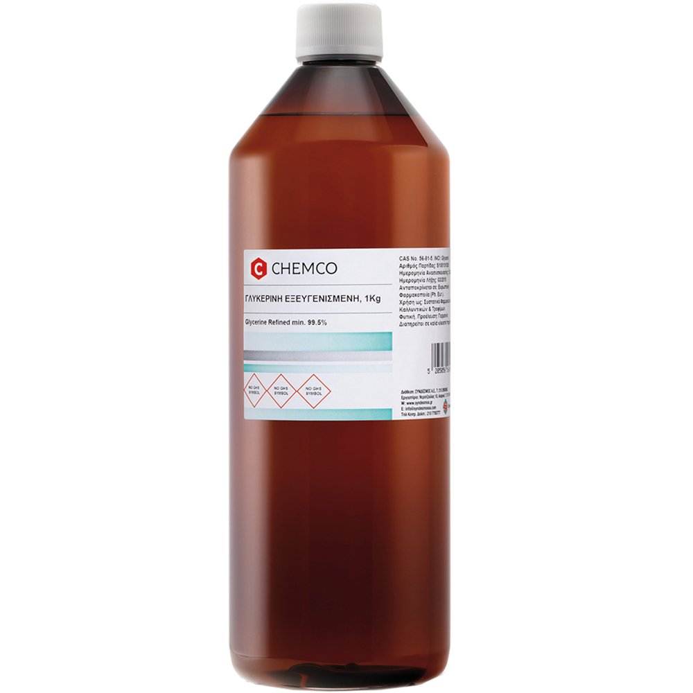 Syndesmos Group Chemco Glycerine Refined 1kg Γλυκερίνη Εξευγενισμένη Καθαρό & Άχρωμο Άοσμο, Παχύρρευστο Υγρό 1kg