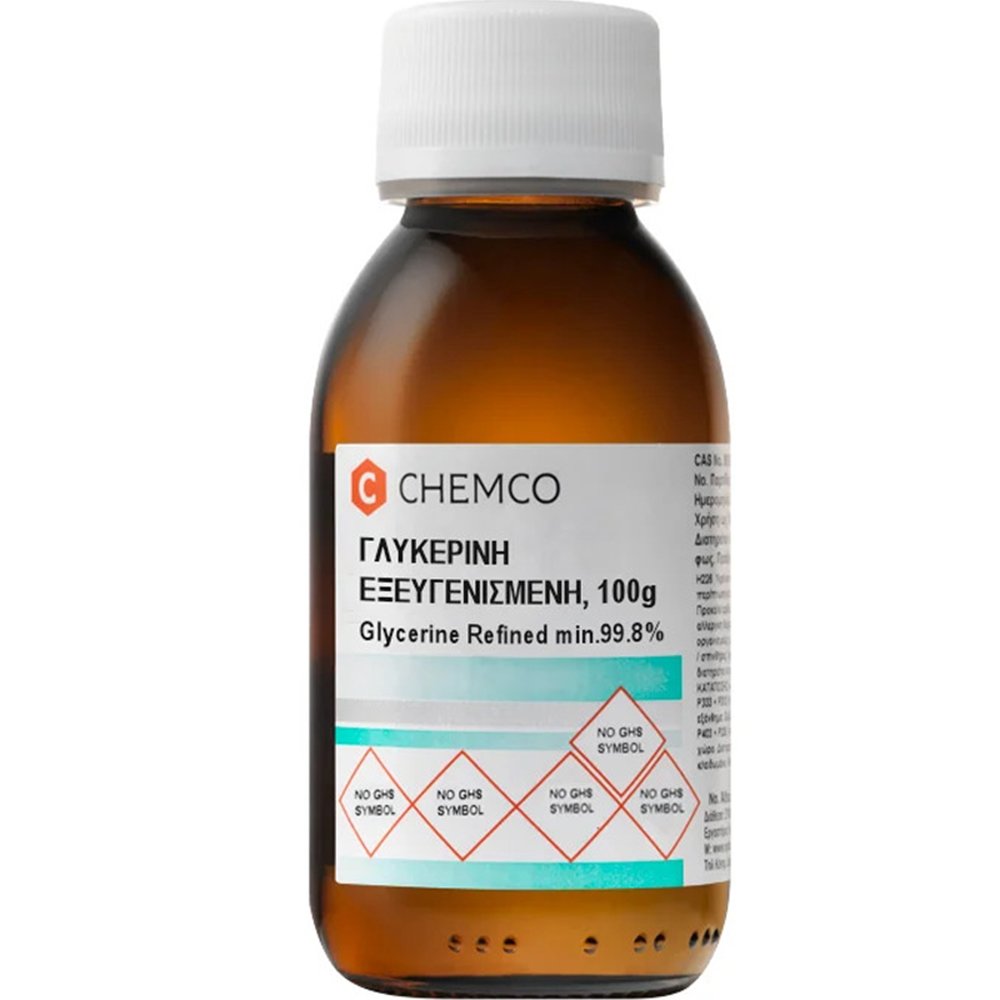 Syndesmos Group Chemco Glycerine Refined 99.8% Φυτική Εξευγενισμένη Γλυκερίνη Κατάλληλη για Χρήση ως Συστατικό σε Καλλυντικά & Τρόφιμα 100g