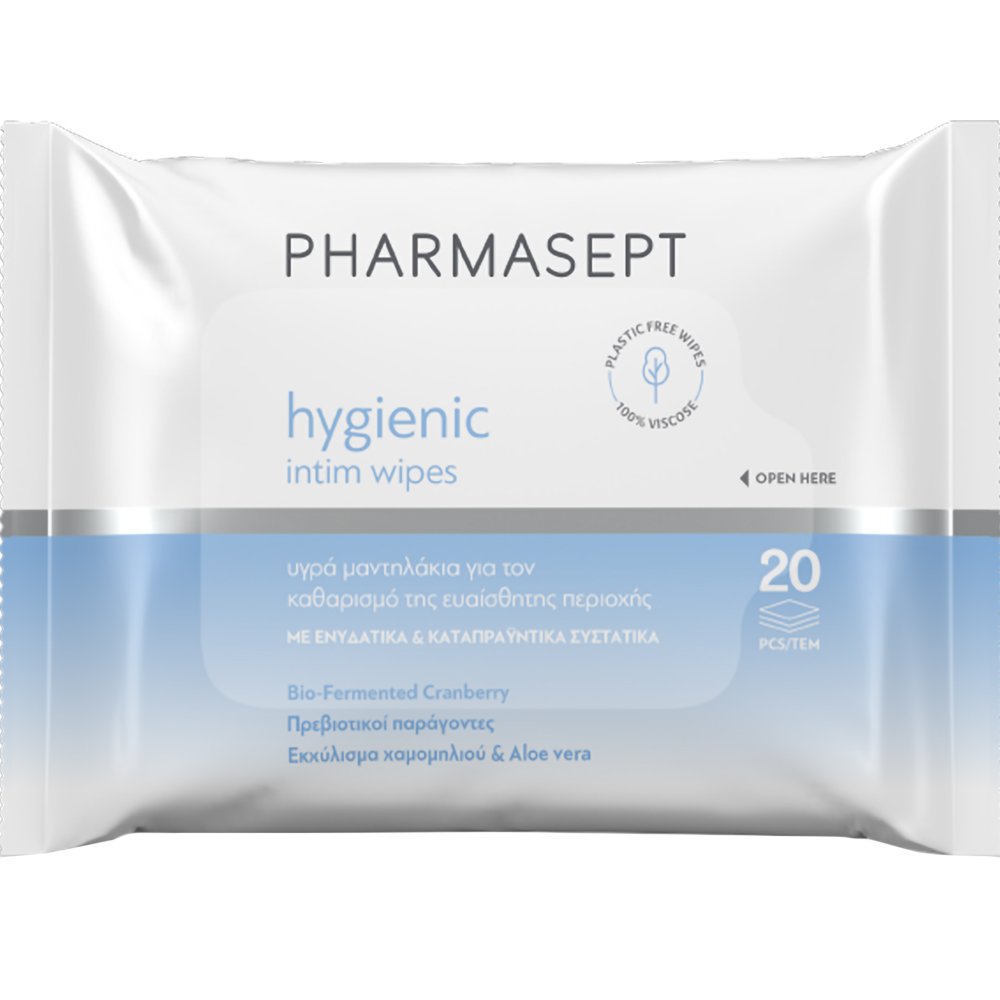 Pharmasept Pharmasept Hygienic Intim Wipes Υγρά Μαντηλάκια για τον Καθαρισμό της Ευαίσθητης Περιοχής με Ενυδατική & Καταπραϋντική Δράση 20 Τεμάχια (1x20 Τεμάχια)