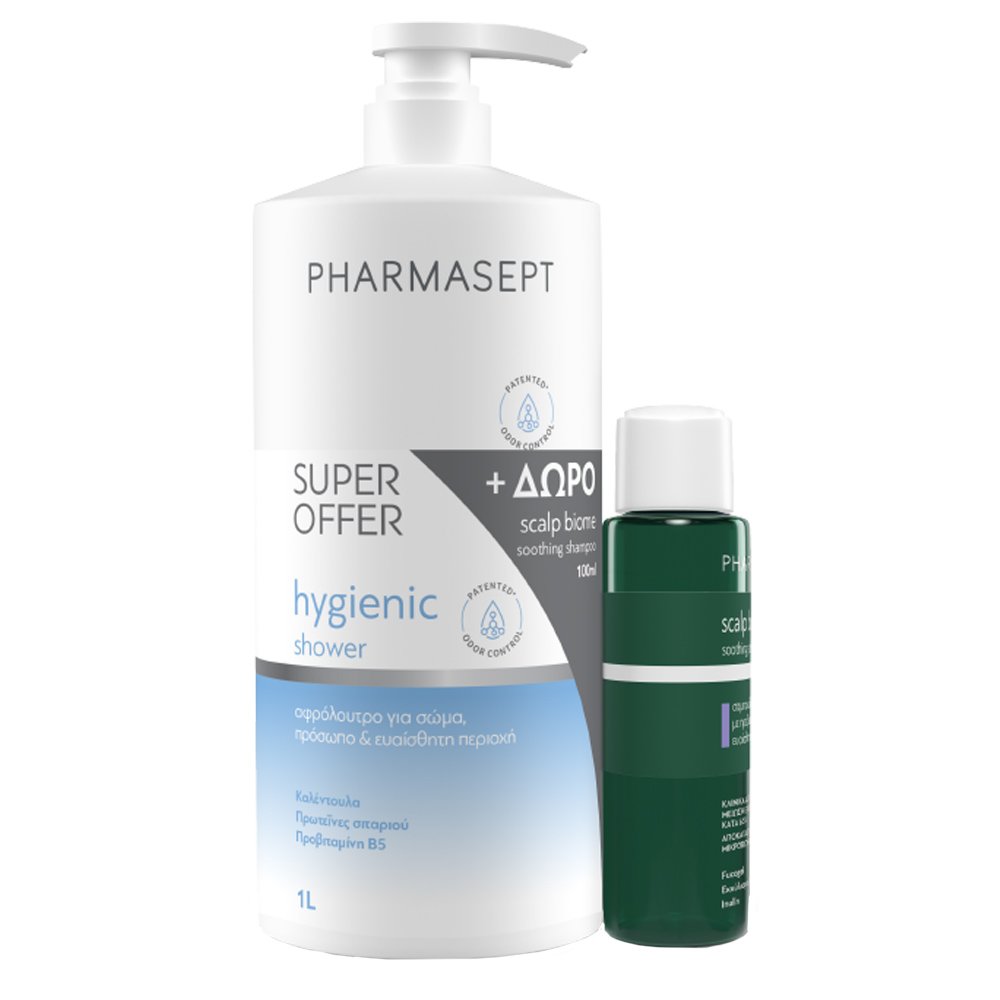 Pharmasept Pharmasept Promo Hygienic Shower Gel 1Lt & Scalp Biome Soothing Shampoo 100ml