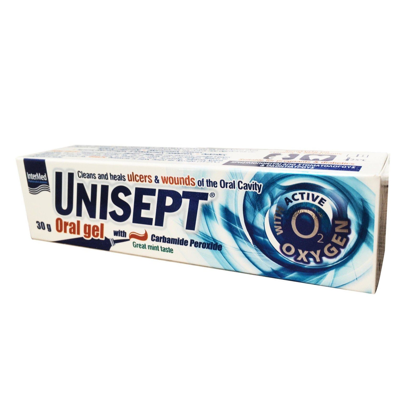 InterMed Intermed Unisept Oral Gel Γέλη για το Τοπικό Καθαρισμό & την Επούλωση των Αφθών, Ελκών, Τραυμάτων της Στοματικής Κοιλότητας 30gr