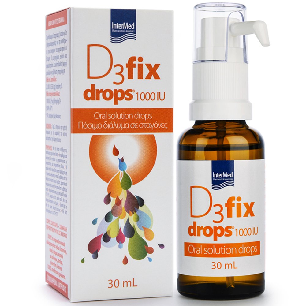 InterMed Intermed D3 Fix Drops 1000 IU Συμπλήρωμα Διατροφής Βιταμίνης D3 για την Κάλυψη των Αυξημένων Απαιτήσεων του Οργανισμού 30ml