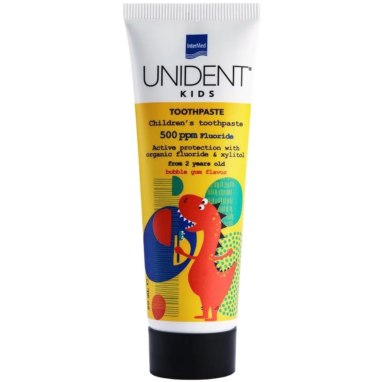 InterMed Intermed Unident Kids Toothpaste 500ppm Fluoride 2+ Years Bubblegum Flavor Φθοριούχος Παιδική Οδοντόκρεμα με Γεύση Τσιχλόφουσκας 50ml