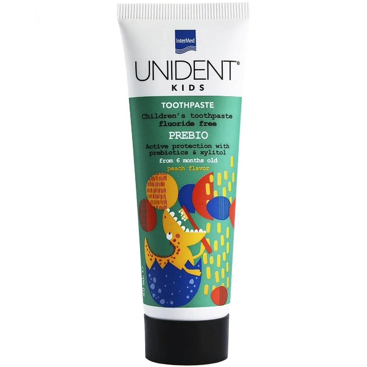 InterMed Intermed Unident Kids Toothpaste Prebio 6m+ Peach Flavor Βρεφική Οδοντόκρεμα με Πρεβιοτικά & Γεύση Ροδάκινο, Χωρίς Φθόριο 50ml