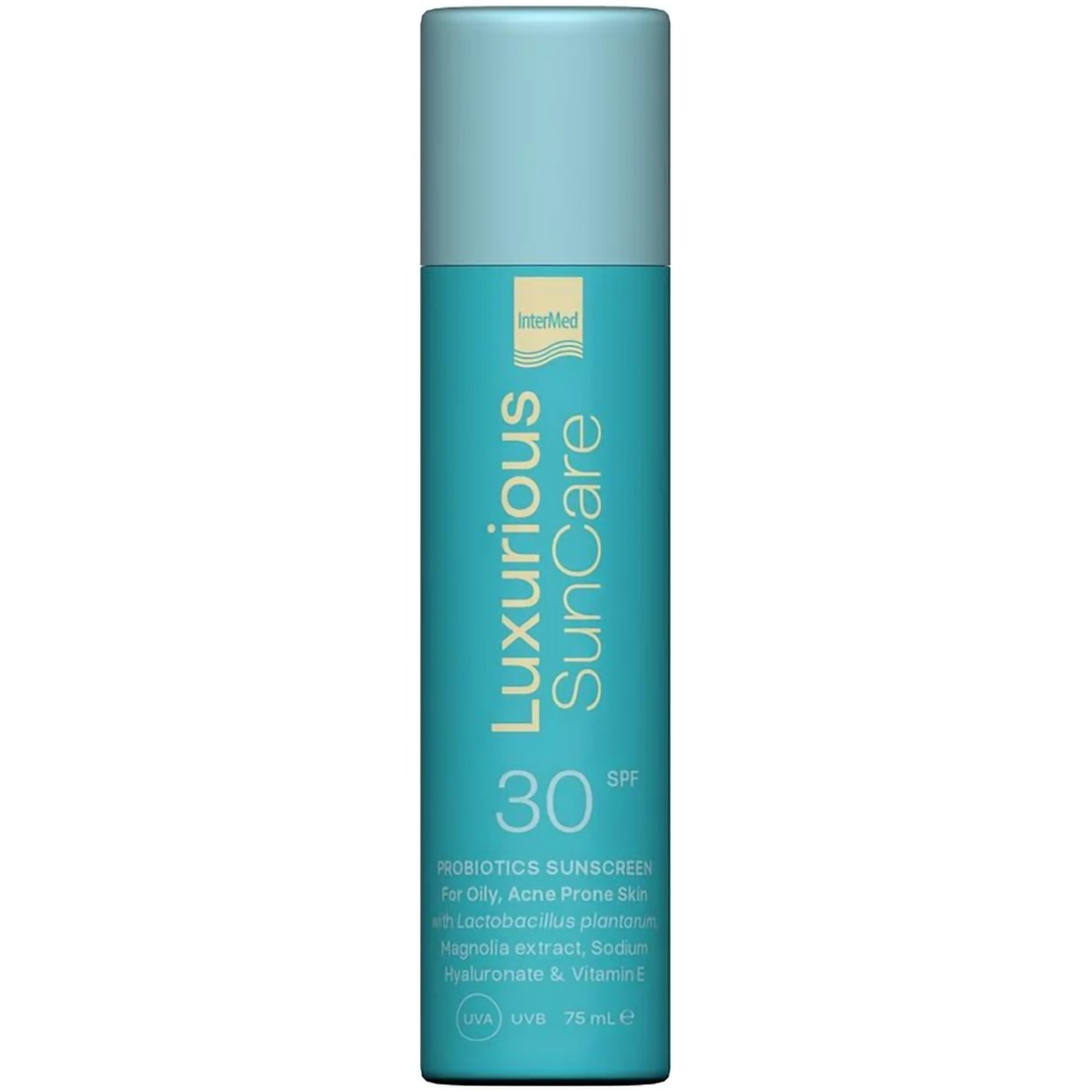 Luxurious Luxurious Sun Care Probiotics Sunscreen Fluid Spf30 Αντηλιακό Γαλάκτωμα Προσώπου Υψηλής Προστασίας με Προβιοτικά, για Λιπαρές - Ακνεϊκές Επιδερμίδες 75ml