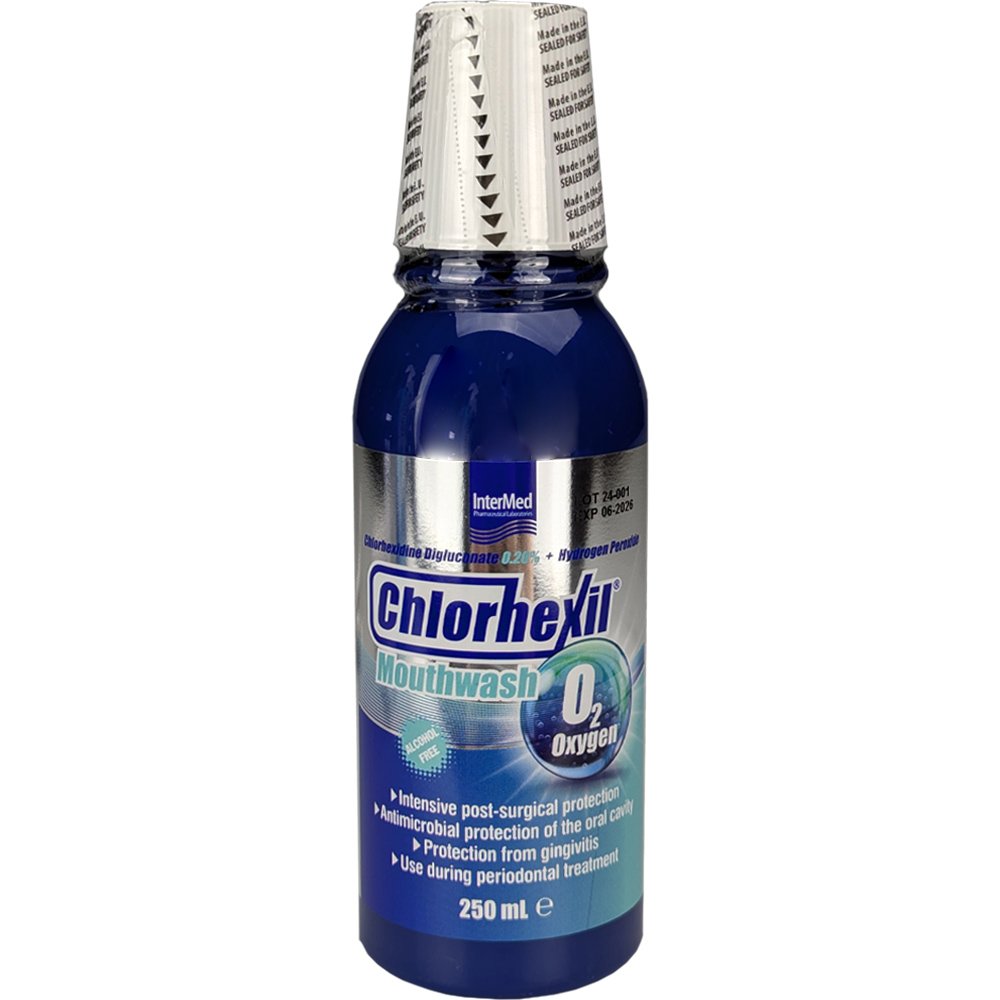 Chlorhexil Chlorhexil Oxygen Mouthwash Στοματικό Διάλυμα που Προσφέρει Αντιμικροβιακή Προστασία για τα Ούλα & τα Δόντια 250ml