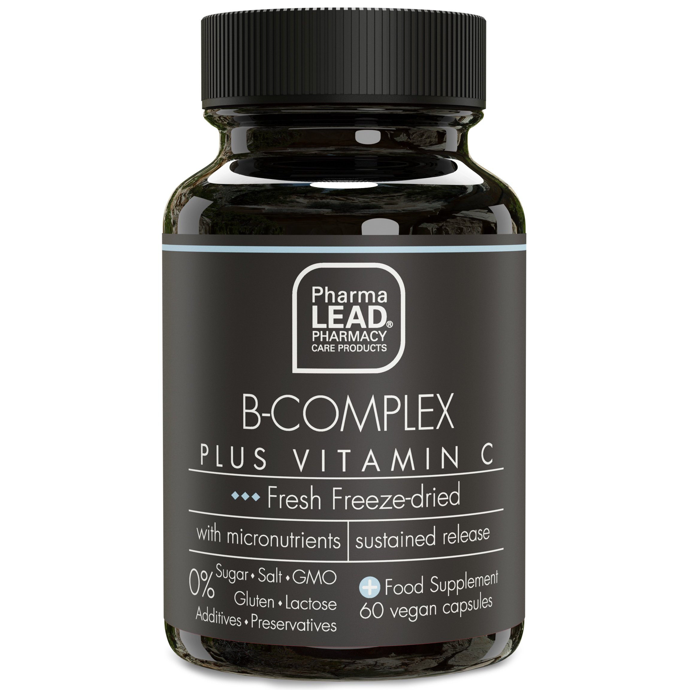 PharmaLead Pharmalead Black Range B-Complex Plus Vitamin C Συμπλήρωμα Διατροφής για την Ομαλή Λειτουργία Νευρικού & Ανοσοποιητικού Συστήματος 60veg.caps