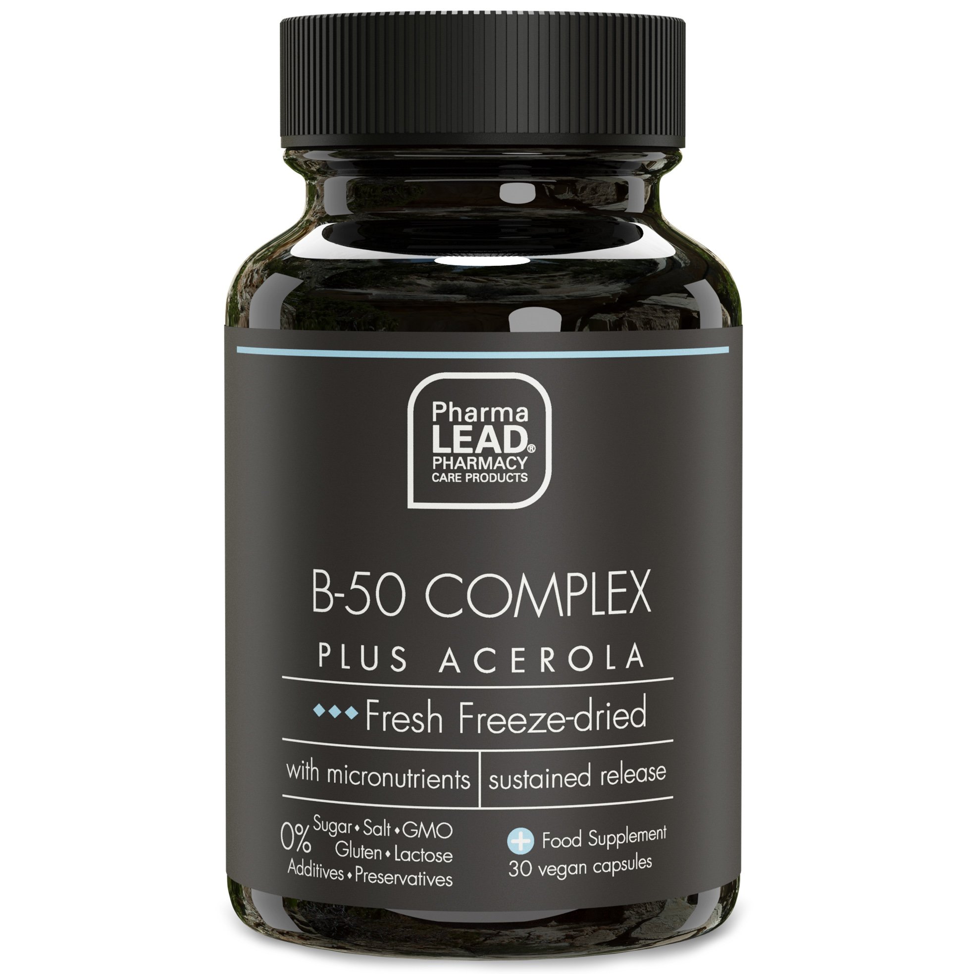 PharmaLead Pharmalead Black Range B-50 Complex Plus Acerola Συμπλήρωμα Διατροφής με Ενισχυμένη Σύνθεση για Πνευματική & Σωματική Απόδοση 30veg.caps