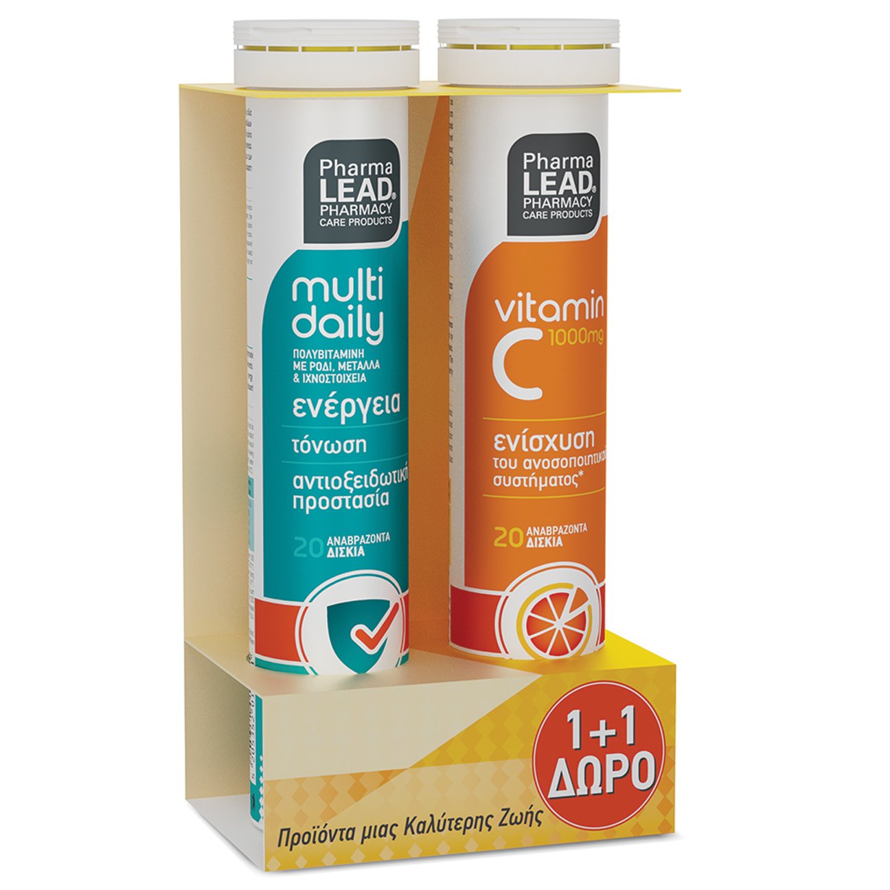 PharmaLead Pharmalead Multi Daily Πολυβιταμίνη με Ρόδι, Μέταλλα & Ιχνοστοιχεία για Αντιοξειδωτική Προστασία 20 Eff.tabs & Βιταμίνη C 1000mg 20 Eff.tabs