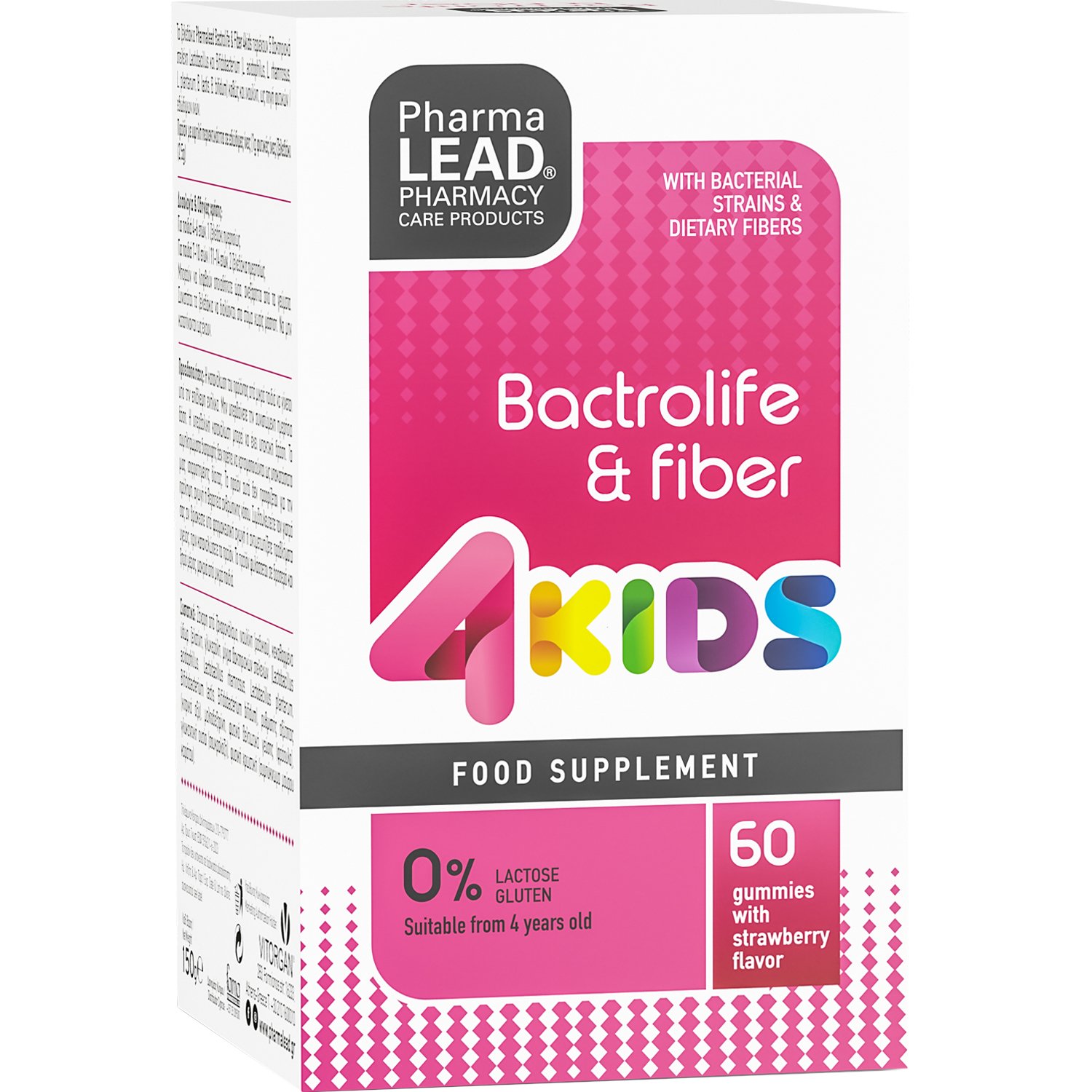 PharmaLead Pharmalead Bactrolife & Fibre 4Kids Συμπλήρωμα Διατροφής Προβιοτικών & Πρεβιοτικών για Παιδιά για τη Διατήρηση της Φυσιολογικής Λειτουργίας του Εντέρου με Γεύση Φράουλα 60 Ζελεδάκια