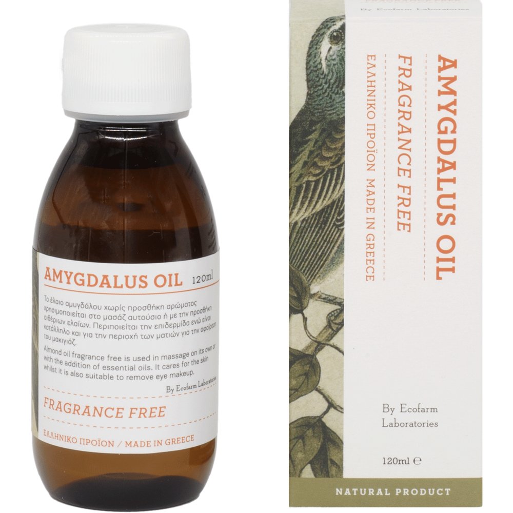 Ecofarm Ecofarm Amygdalus Oil Fragrance Free Αμυγδαλέλαιο Χωρίς Άρωμα για Ενυδάτωση & Λάμψη σε Δέρμα - Μαλλιά 120ml