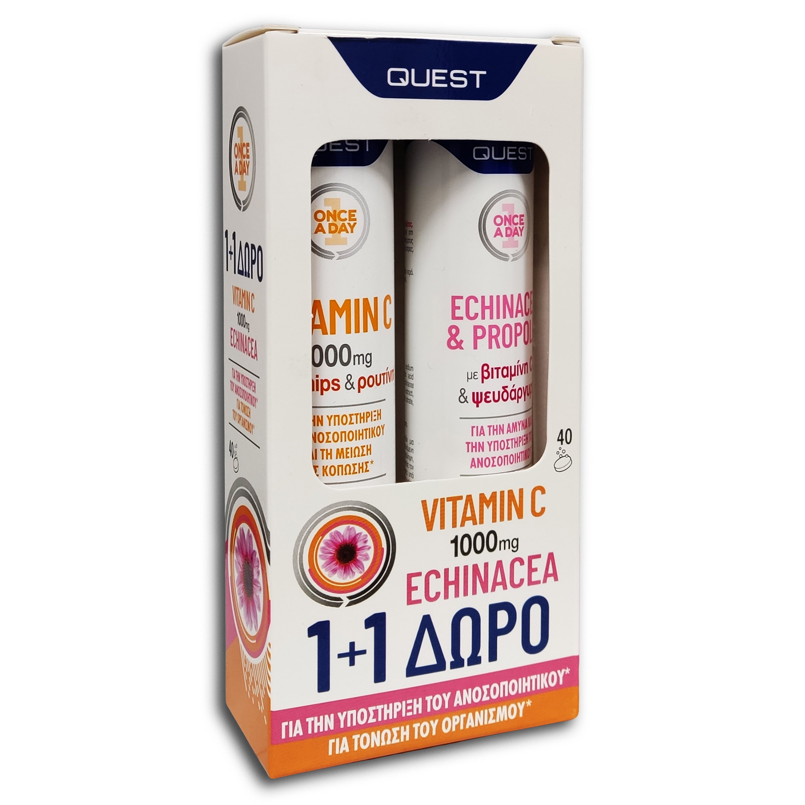 Quest Quest Πακέτο Προσφοράς Vitamin C 1000mg 20Effer.tabs & Echinacea & Propolis 20Effer.tabs 1+1 Δώρο